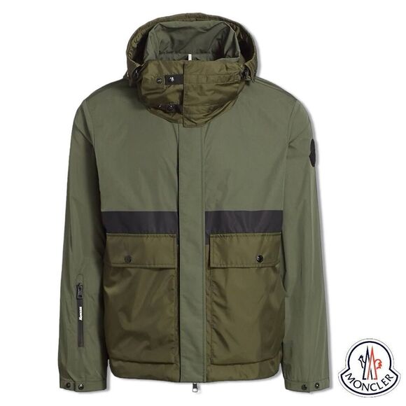 MONCLER **NWT** Carax Technical Hooded Windbreaker Jacket In Olive Green - Picture 12 of 15